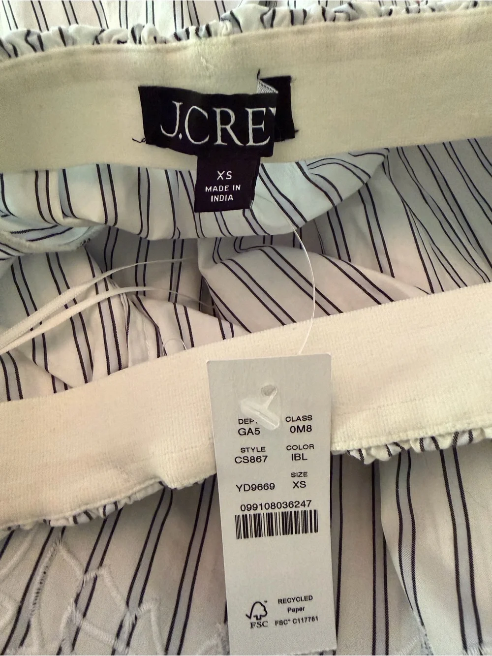 J.CREW Embroidered pull-on midi skirt in striped cotton poplin